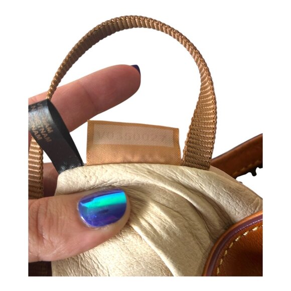 Dooney & Bourke Florentine Hattie Drawstring Italian Leather Boho Bag in Natural - Picture 14 of 14